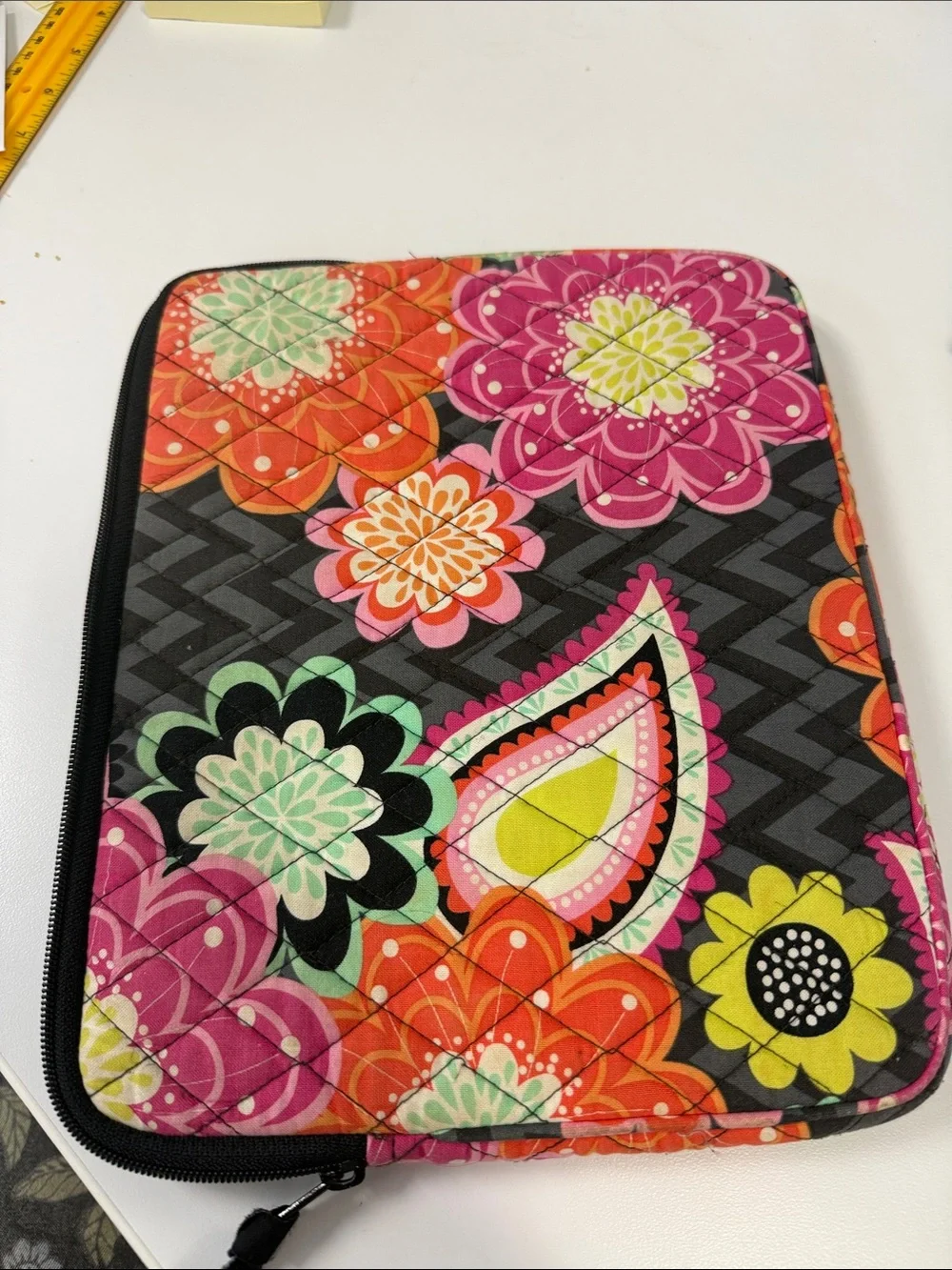 Vera Bradley Ziggy Zinnia Tablet Sleeve in Pink, Orange, Yellow & Green